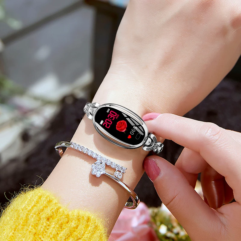

Women Girl Crystal Luxury Smart Watch Pedometer Sport Smartwatch Bracelet Heart Rate Monitor Waterproof Watches For Android iOS
