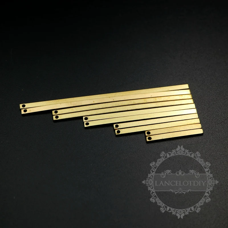 

vintage style raw brass rectangle stick pendant charm for engraving DIY supplies 1800299