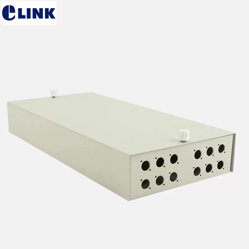 FTTH FC blank terminal box 12 cores SPCC 12 port FC fiber optic patch panel FTTX Distribute box Beige ELINK thickened 0.8mm 2pcs