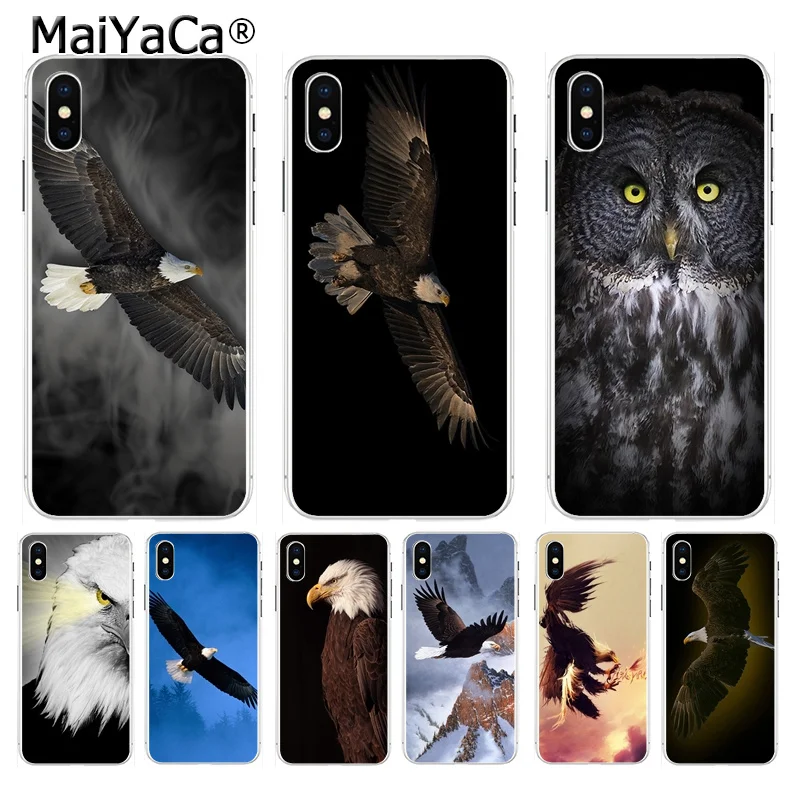 

MaiYaCa Animal Bald eagle Owl Pattern Rubber Soft Phone Accessories Cover for Apple iPhone 8 7 6 6S Plus X XS max 5 5S SE XR
