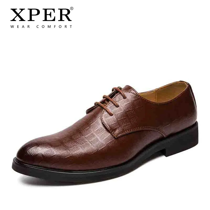XPER Brand Big Size 38-47 Men's Dress Shoes Handmade Formal Wedding Footwear Male Business Artificial Leather Black #XP051 | Обувь