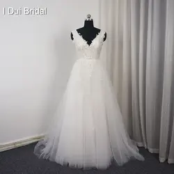 Съемная окраине свадебное платье Танцы Свадебное платье линии Кружева аппликация бисером с v-образным вырезом из двух частей свадебное