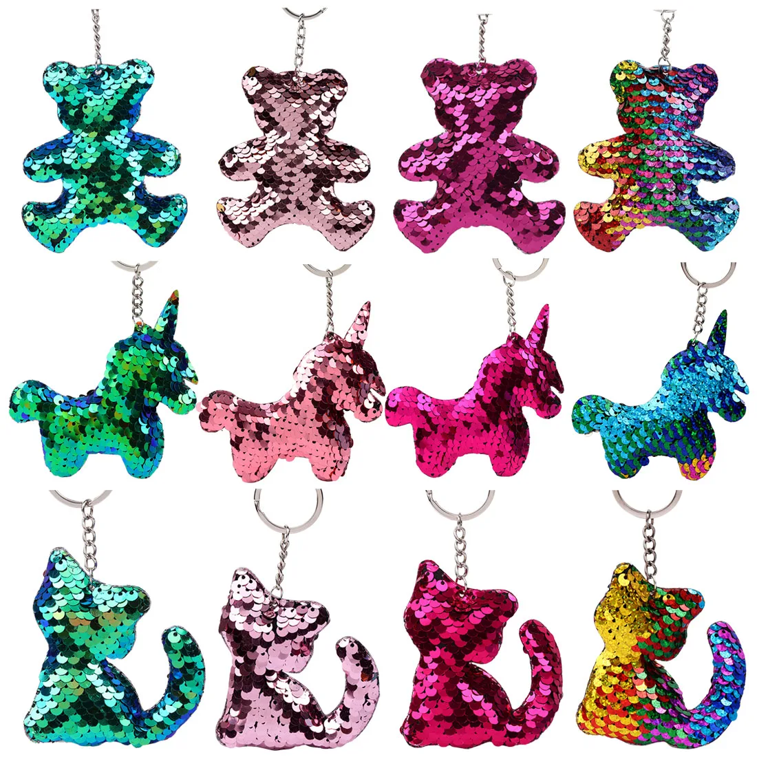 

Reflective glossy face kitten keychain pendant keychain Unisex Charms Car Bag Accessories Key Chain wild key accessories