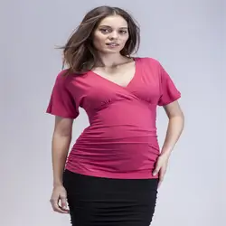 Материнство женское платье Лето короткий рукав сексуальный v-образный вырез футболки новая мама западный стиль высокая эластичная