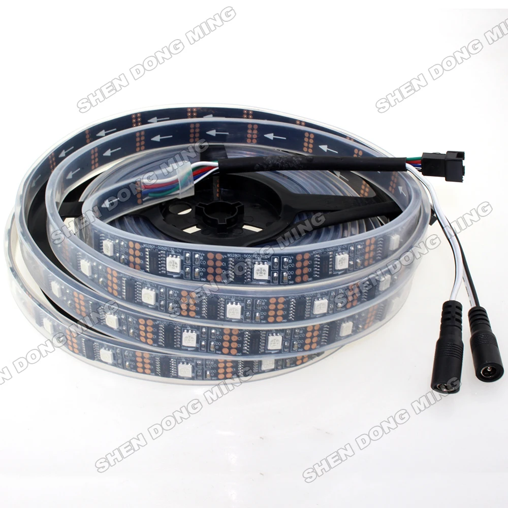 buy Flexible led ribbon 5M 160IC 160leds tube Waterproof digital LED Strip Color Changing RGB 5050 Ws2801 black PCB pixel Led Strip