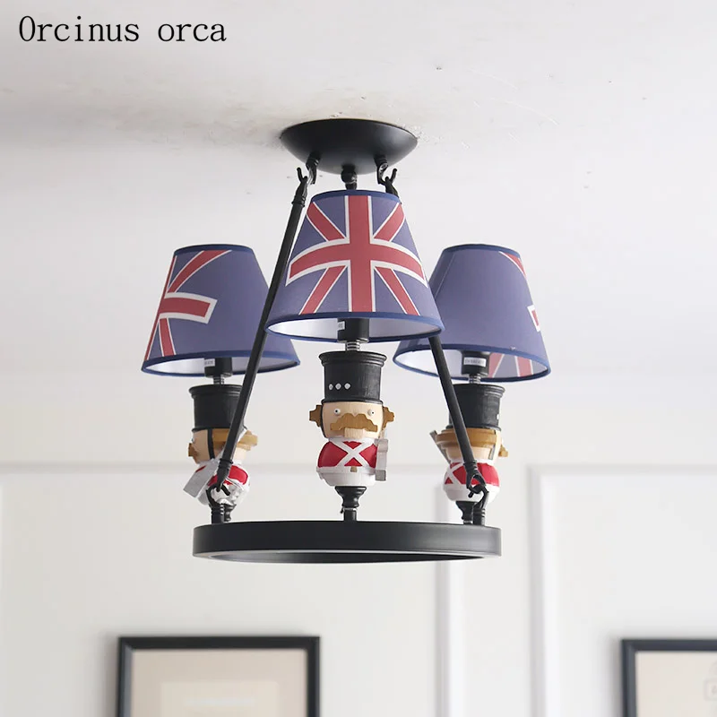 

British creative soldier chandelier boy bedroom children's room lamp American style cute doll pendant lamp free shipping