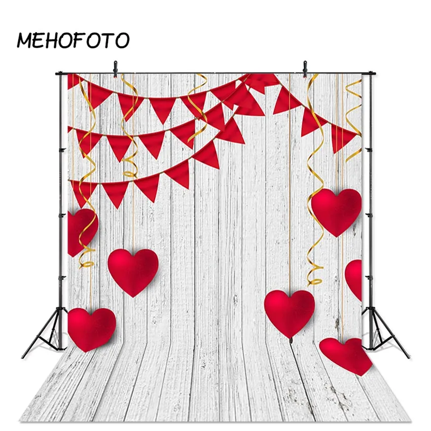 MEHOFOTO Photography Background Valentine's Day Backdrop Red Love White