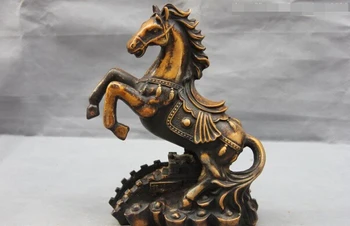 

song voge gem S1262 10 Chinese Folk Copper Bronze Feng Shui Lucky Wealth Running Horse Steed Statue