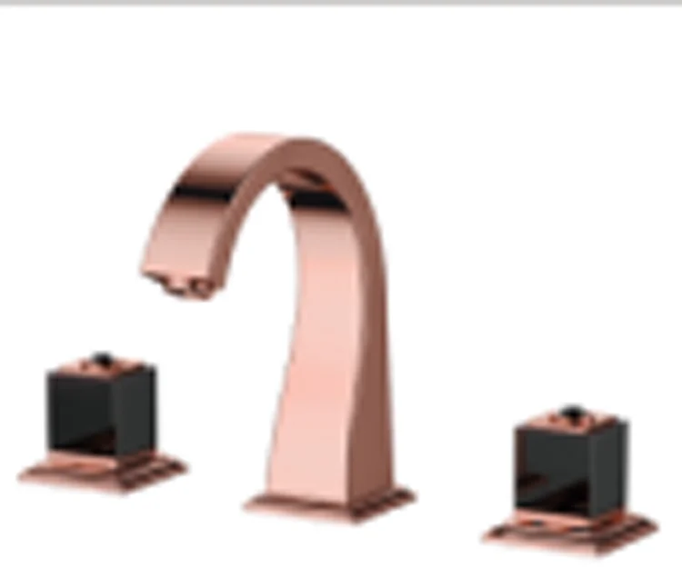 

Rose gold color 8 inch 3 Holes widespread bathroom Lavatory Sink faucet mixer tap deck mounted Luxury tap square design