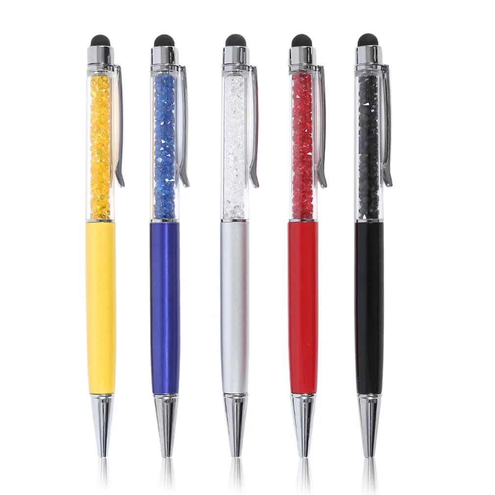 

5Pcs Creative Crystal Pen Diamond Ballpoint Pens Stationery Ballpen Stylus Pen Touch Pen with 5 Different Colors