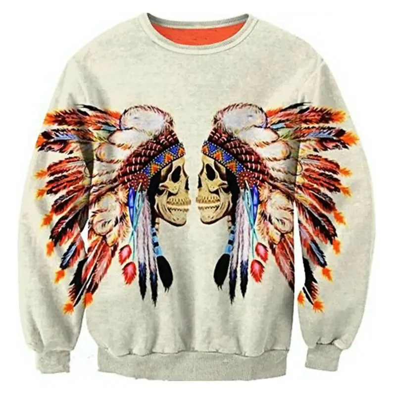 Newest Men Hoodies Creative Design Funny Skulls Pattern 3D Sweatshirt Crewneck Pullover Unisex 