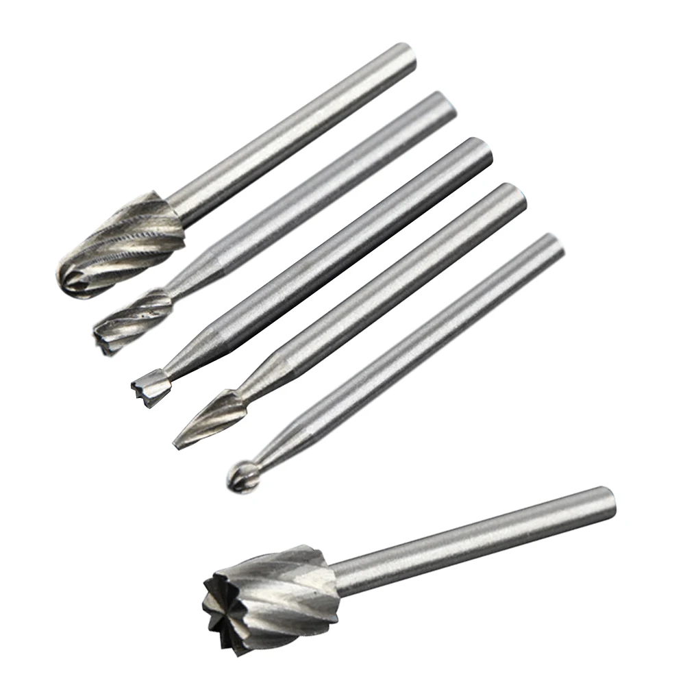 6pcs/set High Speed Steel Cutting Tool Burr Drill Bit Set Wood Carving Rasps For Dremel Shank Burs Tools