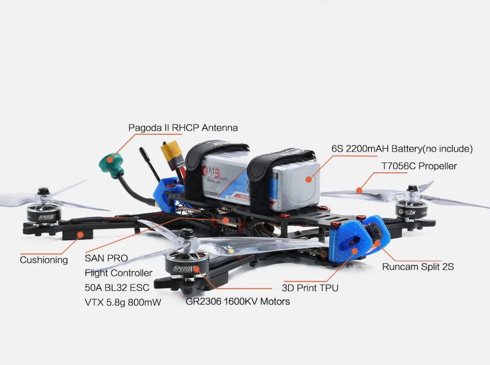 GEPRC крокодил LC7 1080P большой радиус действия FPV Дрон 7 дюймов 315 мм Колесная база с Runcam Сплит 2S для FPV аэрофотосъемка 6S батарея