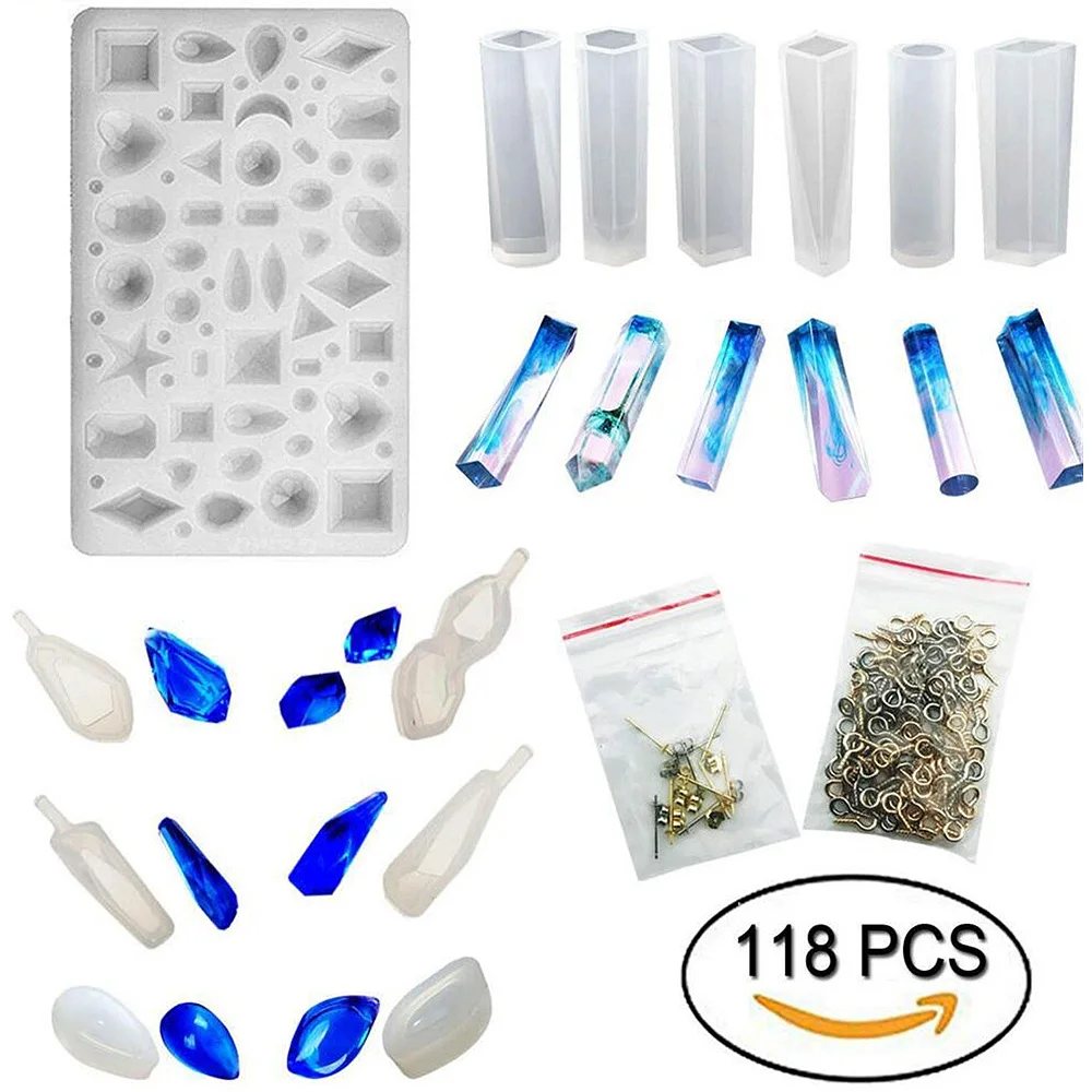 

1 Set Silicone Mold Tools Sets Jewelry Casting DIY 131pc Earring Stud Mix Screw Eyes Making Accessories Tools Molds Epoxy Resin