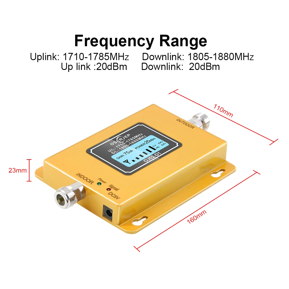 Усилитель сотового сигнала 4G LTE DCS 1800 с усилением 70 дБ ЖК дисплей GSM Band 3