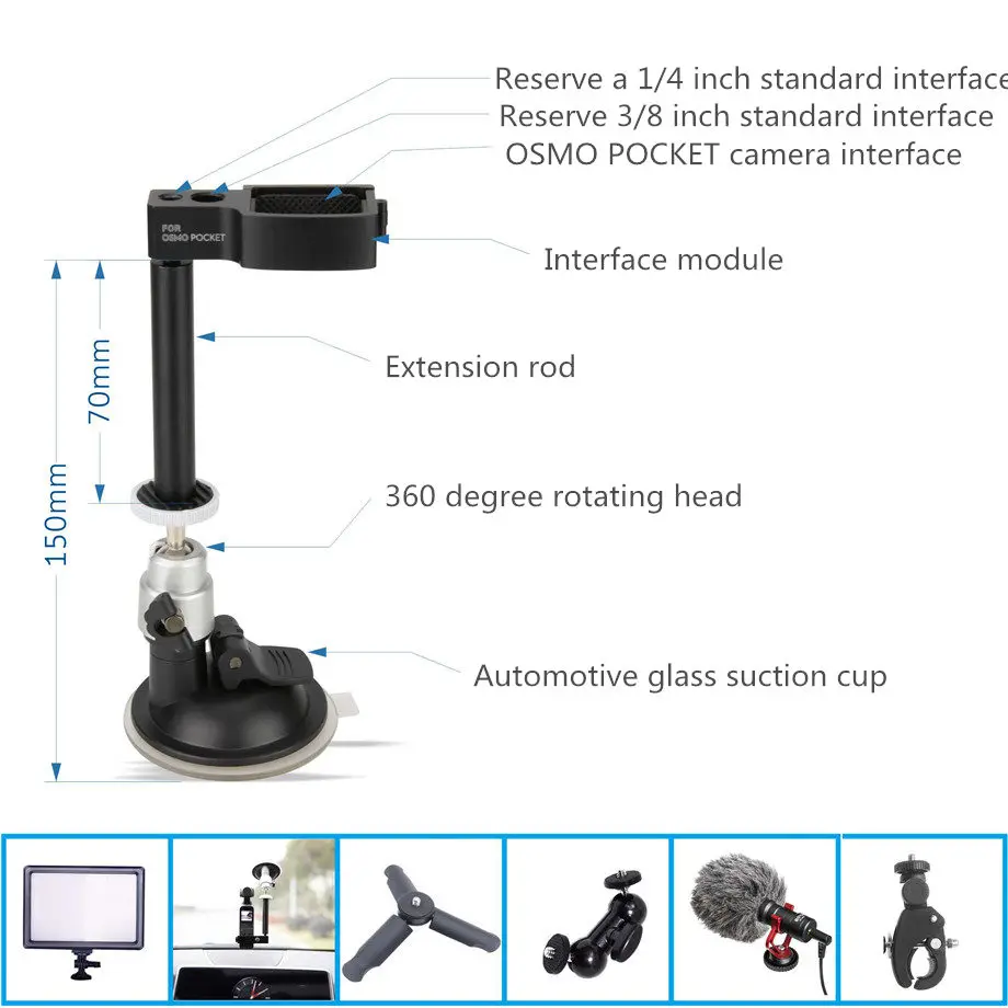 DJI OSMO Pocket Handheld Gimbal Expansion Accessories OSMO Pocket Mount Bracket for Car-4