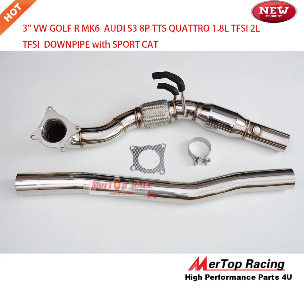 

MERTOP 3'' VW Golf MK6 R Aud* TTS Au d* S3 A3 8P Quattro 1.8L TFSI 2L Downpipe with 200cell sport cat 2006-2012