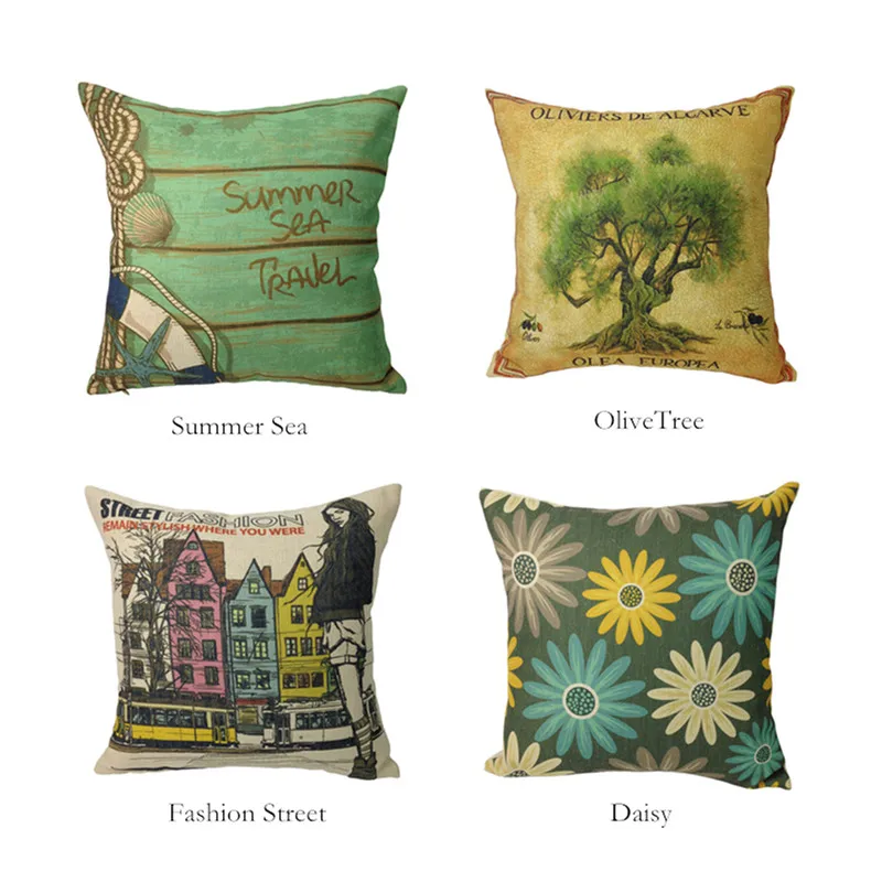 

FREE SHIPPING 4 Lovely Designs Fashion Cushion Cover Digital Print Linen Sofa Decorative Pillow Case 45 x 45 cm Sell By piece