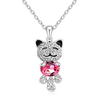 Rosa Gato de la joyería Collar Colgante de Cristal Austriaco Partido de Los Cabritos Muchachas de Los Regalos de La Joyería Joyería de Las Mujeres 4 Colores Clásicos de Moda Bijoux