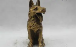 9 "Китайский Народный Чистая Бронзовый Лаки excellent Реалистичные красивая Статуя Собаки