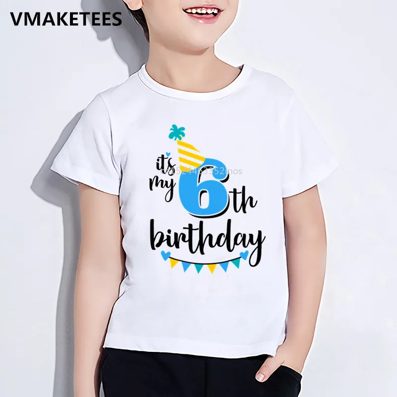Футболка с буквенным принтом для детского дня рождения, номер 1-9 забавный подарок на день рождения для мальчиков и девочек, футболка с номером забавная одежда для малышей ooo2432