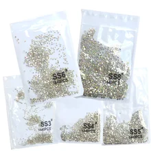 SS3-ss8 1440 pçs clear crystal ab ouro 3d não hotfix flatback arte do prego strass decorações sapatos e dança decoração