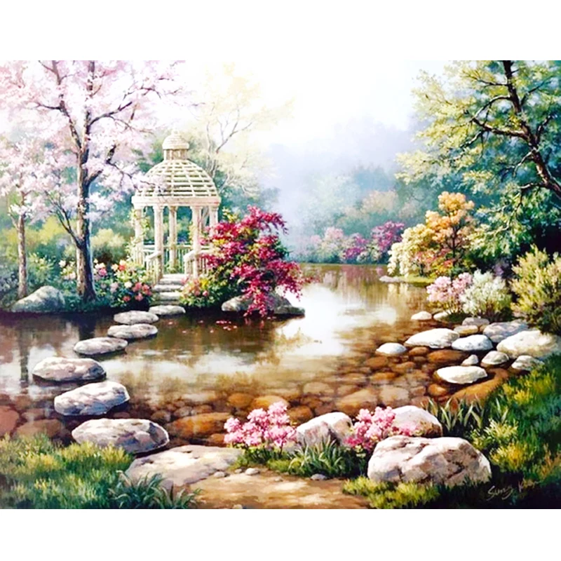 

DIY Diamond Embroidery Scenic Cross Stitch Full Round Diamond Painting Diamonds Mosaic Needlework Patterns Decor