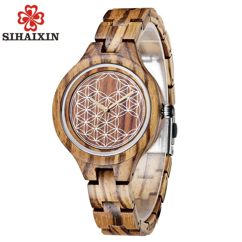 

SIHAIXIN Female Wooden Watches Top Brand Luxury Quartz Bracelet Wristwatches Relogio Feminino Small Bamboo Band Women Clock Gift