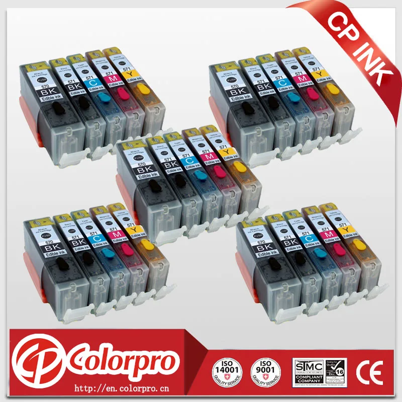 25PK PGI570 CLI571 картридж со съедобными чернилами для принтера Canon Pixma MG5700 MG5750 MG5751 MG5752 MG5753 MG6800 MG6850 MG6851 MG6852 MG6853