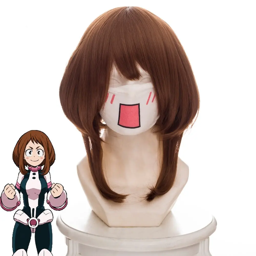 Мой герой Академии Ochako Uraraka парик для косплея коричневый Головные уборы