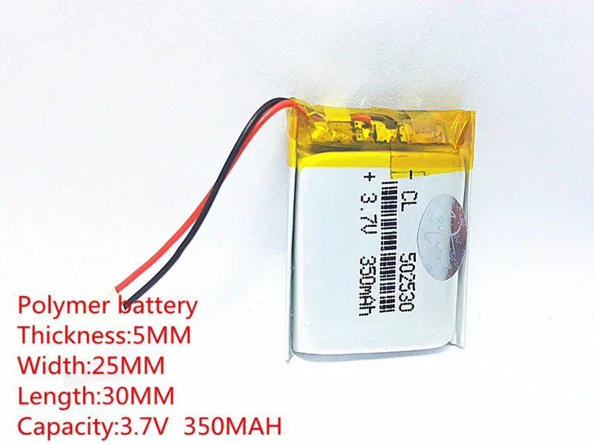 3,7 в 502530 350 мАч литий-ионный полимерный аккумулятор качество товаров CE FCC ROHS Сертификация