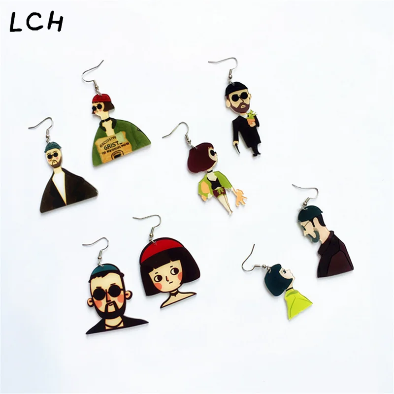 

Fun Acrylic Cute Girls And Boys Couple Humanoid Villain Drop Earrings Cartoon Figure Earrings Creative Unique Funny Jewelry