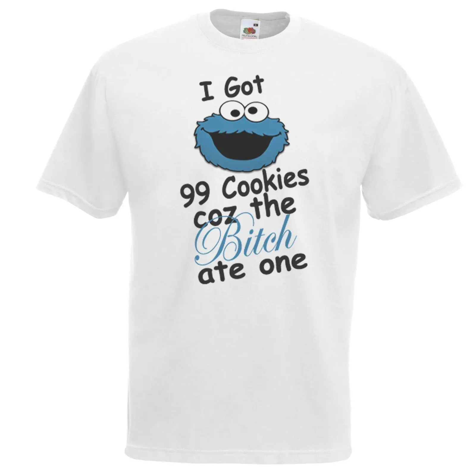 

Mens White I Got 99 Cookies T-Shirt Funny Cookie Monster Muppets Tshirt Cool Casual pride t shirt men Unisex Fashion tshirt