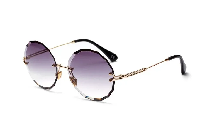 47407 круглые женские солнцезащитные очки без оправы с алмазной огранкой CCspace, модные дизайнерские очки UV400