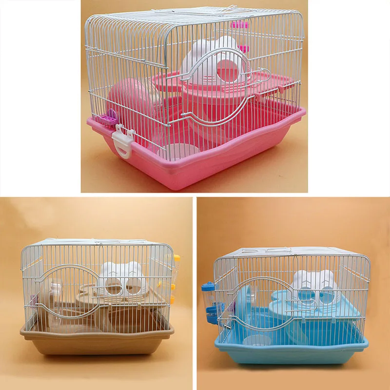 

Small Animal 2 Floors Hamster Mouse Rat Cage Storey Hamster House Playground Feeder Water Bottle Silent Wheel Ladder Pet Toys
