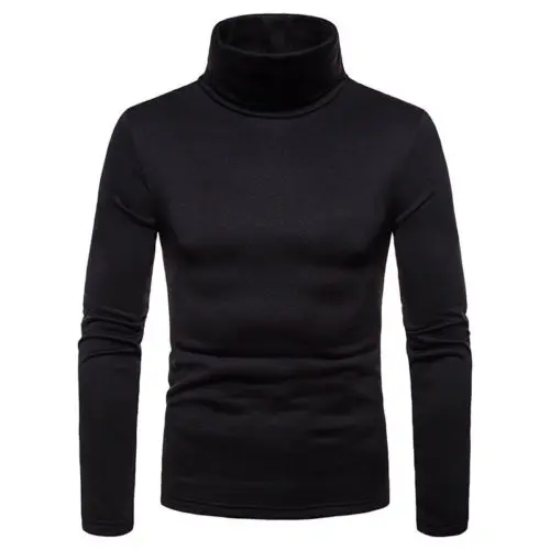 Hot Fashion Mens Sweater Solid Roll Turtle Neck Pullover Knitted Jumper Winter Male Fashion Casual Tops 4