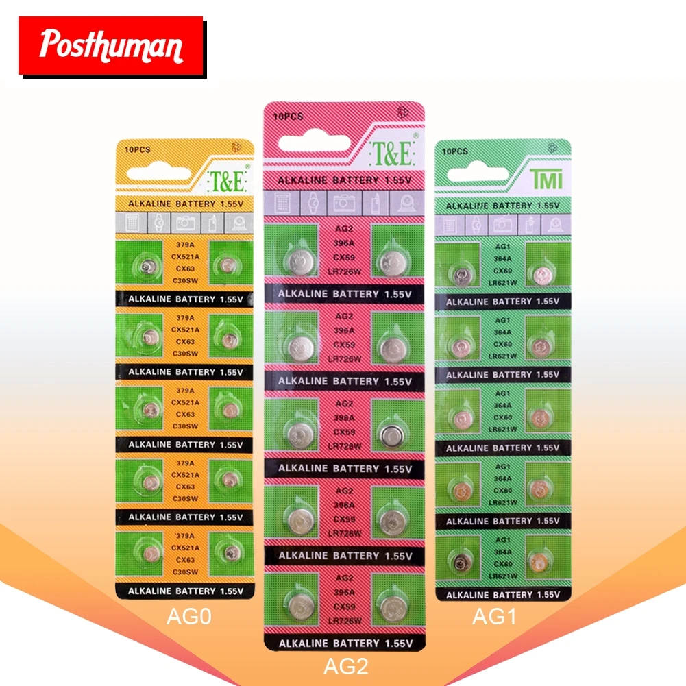 POSTHUMAN AG0 AG1 AG2 AG3 AG5 Pro часы Батарея 1,55 V AG4 ag4 377a 377 lr626 sr626sw sr66 lr66 батареи таблеточного монета