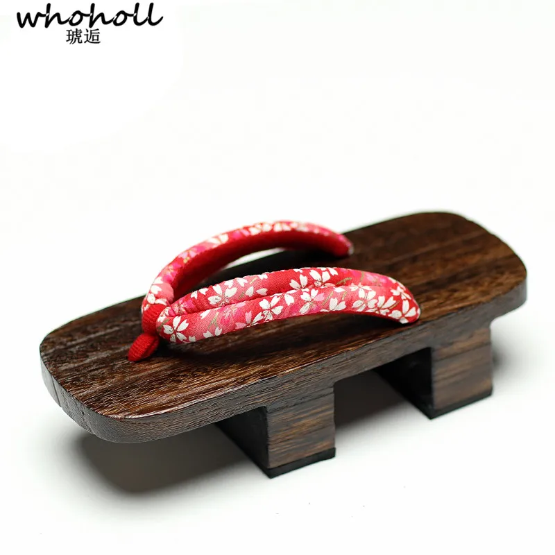 

WHOHOLL Geta Summer Sandals Women Japanese Geta sandals Two-tooth Wooden Slippers Cos Platform Floarl Printing Flip-flops Women