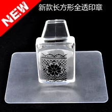 New 1 Set Pure Clear Jelly Silicone Nail Art Stamper+Plastic Scraper with Cap Transparent Rectangle Stamping Manicure DIY Tools
