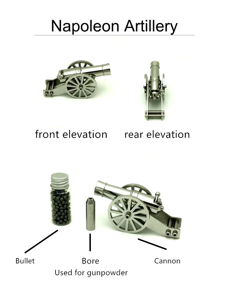 Миниатюрный Наполеон Кэннон Металл морская настольная модель комплект для сбора снаряд может быть выпущен с помощью шестигранного гаечного ключа