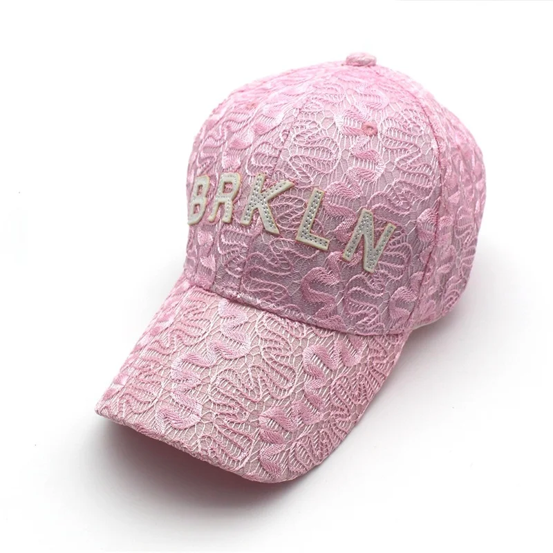 Minhui новая модная кружевная бейсболка s для женщин шляпа с буквами Snapback шляпы Регулируемая Крышка шляпа от солнца - Цвет: pink