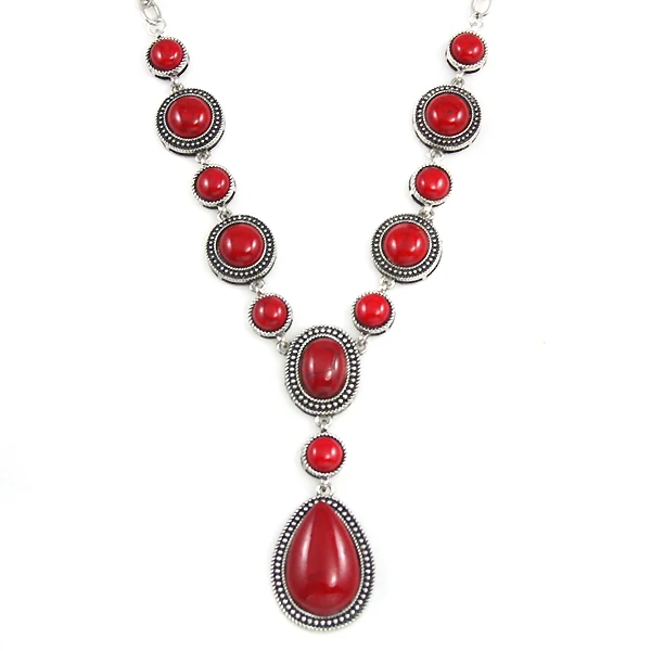 

Retro Long Red Stone Y Necklace Long Chain Women Red Necklaces Vintage Necklace Fashion Jewelry Accessory Dresses nkek72