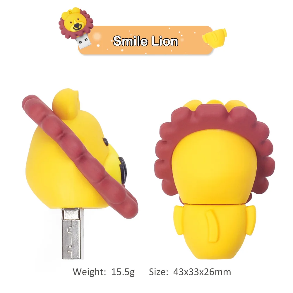 LEIZHAN Lion USB флеш накопитель с милым изображением слона 64 ГБ 32 16 8 4 u диск