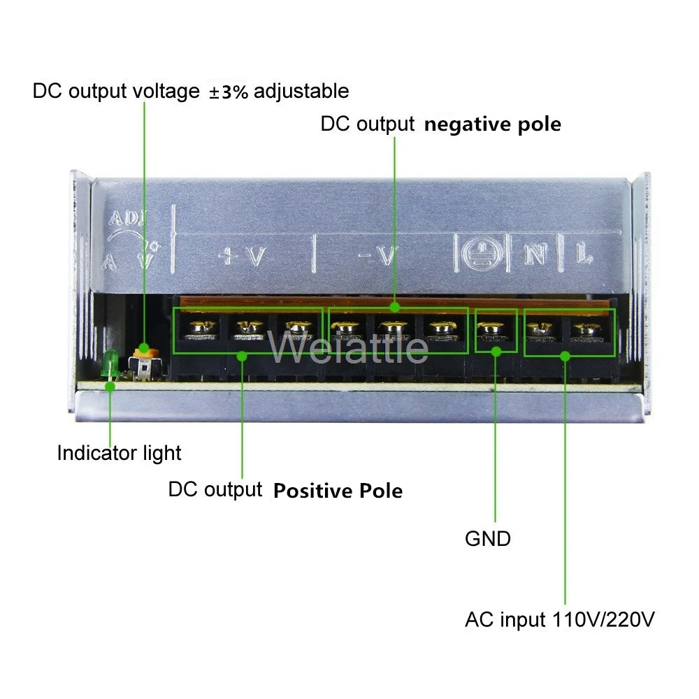 DC 24V 25A 600W светодиодный светильник, ременный драйвер, импульсный источник питания 110V 220V AC, трансформатор постоянного напряжения, Мониторинг CCTV, CNC мотор