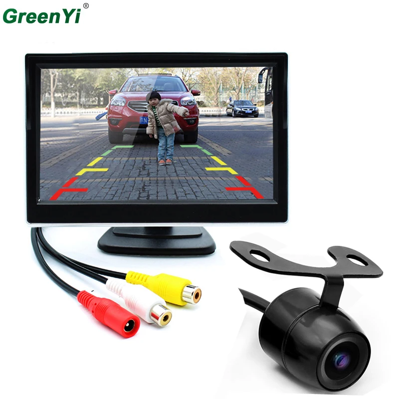 

5 Inch TFT LCD Rear View Display Monitor + Front Night Vision Reversing Backup Rear View Camera High Quality Car Monitors