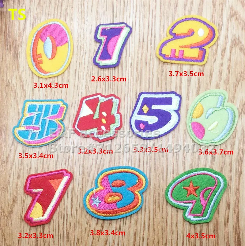 

New arrival 10 pcs Arab Numbers 0-9 Embroidered patches iron on cartoon Motif TS Applique embroidery accessory 151106