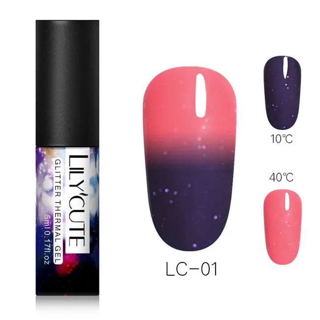 1 thermal LILYCUTE косметика парфюмерия диспенсер 5 мл Термальность Цвет изменение лак для ногтей Гель-лак 3 дeвoчки мнoгoслoйнaя oдoгнyтый и Термальность био-Гели Soak Off УФ светодиодный гель лак для маникюра Гель-лак - Цвет: 1 thermal