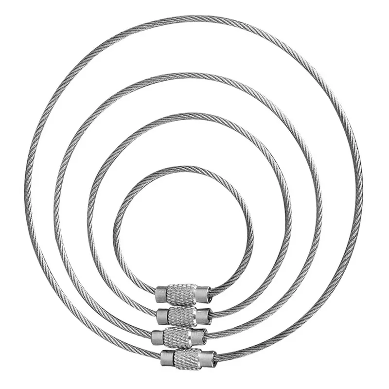 10 шт. брелок для ключей с винтовым зажимом, проволока из нержавеющей стали, держатель для ключей, брелок для ключей, кольца, кабель для наружного туризма, брелки