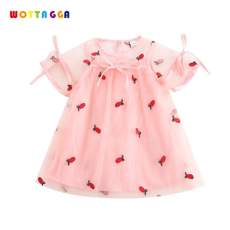 

WOTTAGGA 2019 Baby Girl Floral Lace Princess Tutu Dress Wedding Pineapple Embroidered Gown Dress Girls Clothes For Kids Party