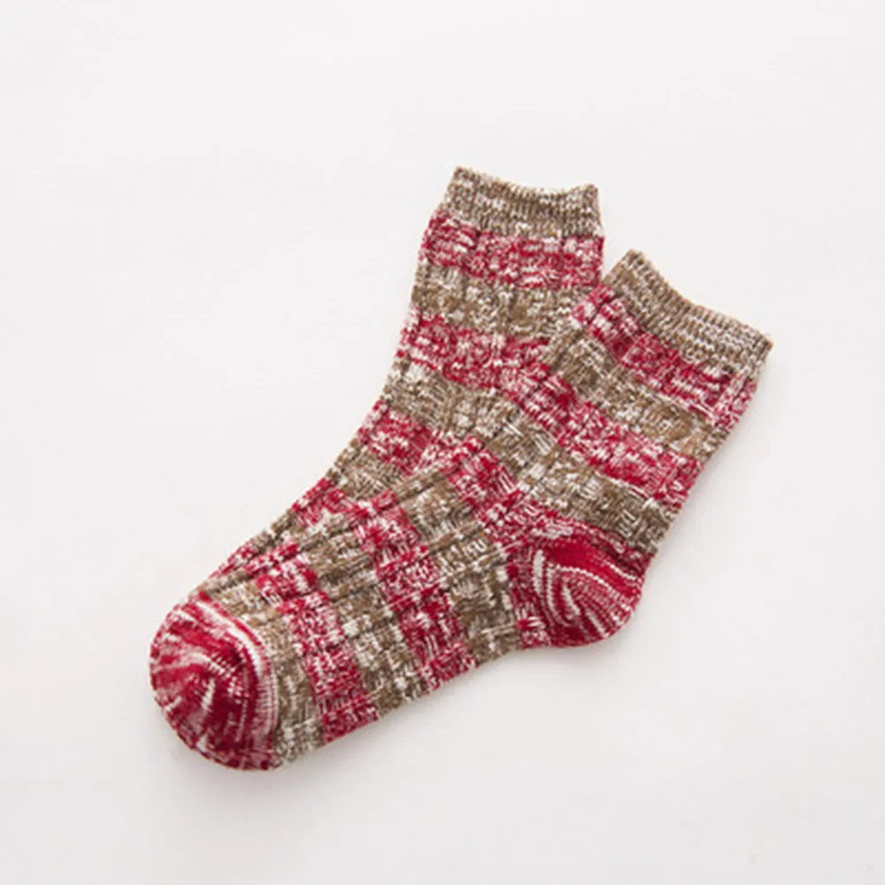 1 пара, женские вязаные хлопковые носки, зимние носки в полоску с принтом, мягкие удобные носки, Soxs